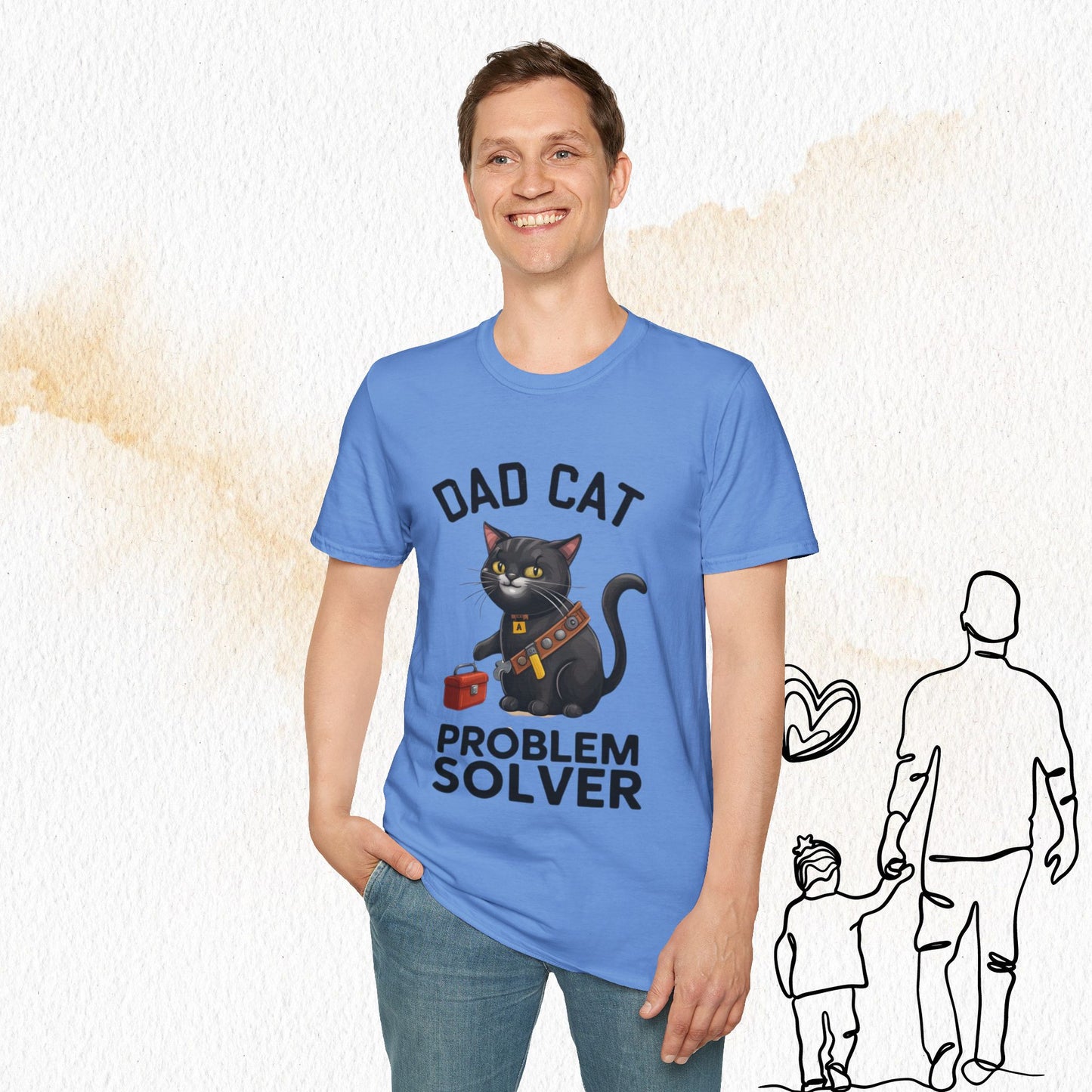 Dad Cat Problem Solver Cotton Men Tshirt