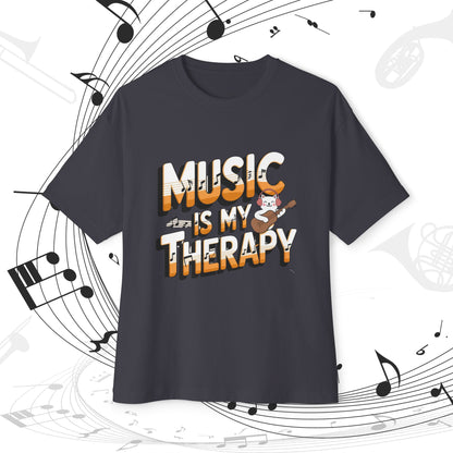 Music Is My Therapy Music Idiom Unisex Oversized Boxy Tee