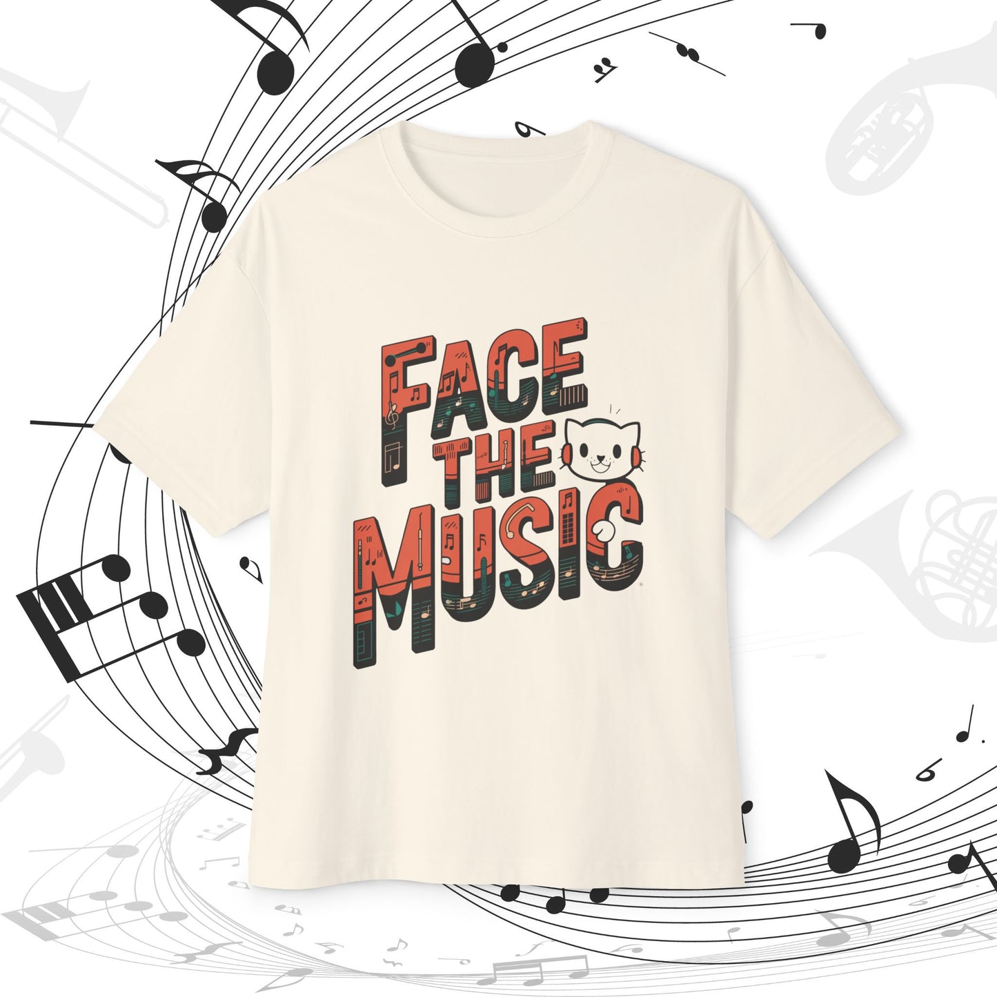 Face The Music Idiom Unisex Oversized Boxy Tshirt