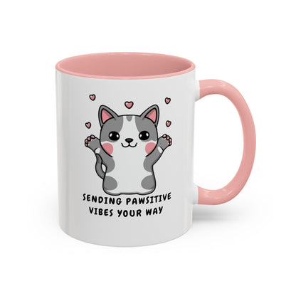 Billien Pawsitive Vibes Printify 11 oz 11oz accent mug Coffee Mugs Holiday Picks Home & Living Kitchen Mugs Spring Essentials two tone White base