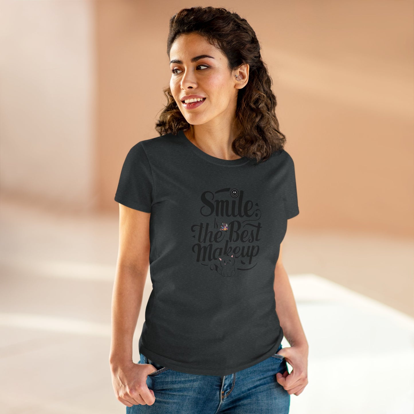 Smile Is The Best Makeup Women Cotton Tshirt