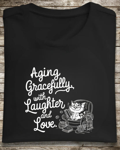 Aging Graceful Laughter & Loves Grandma Cotton T-Shirt
