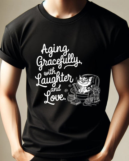 Aging Graceful Laughter & Loves Grandma Cotton T-Shirt