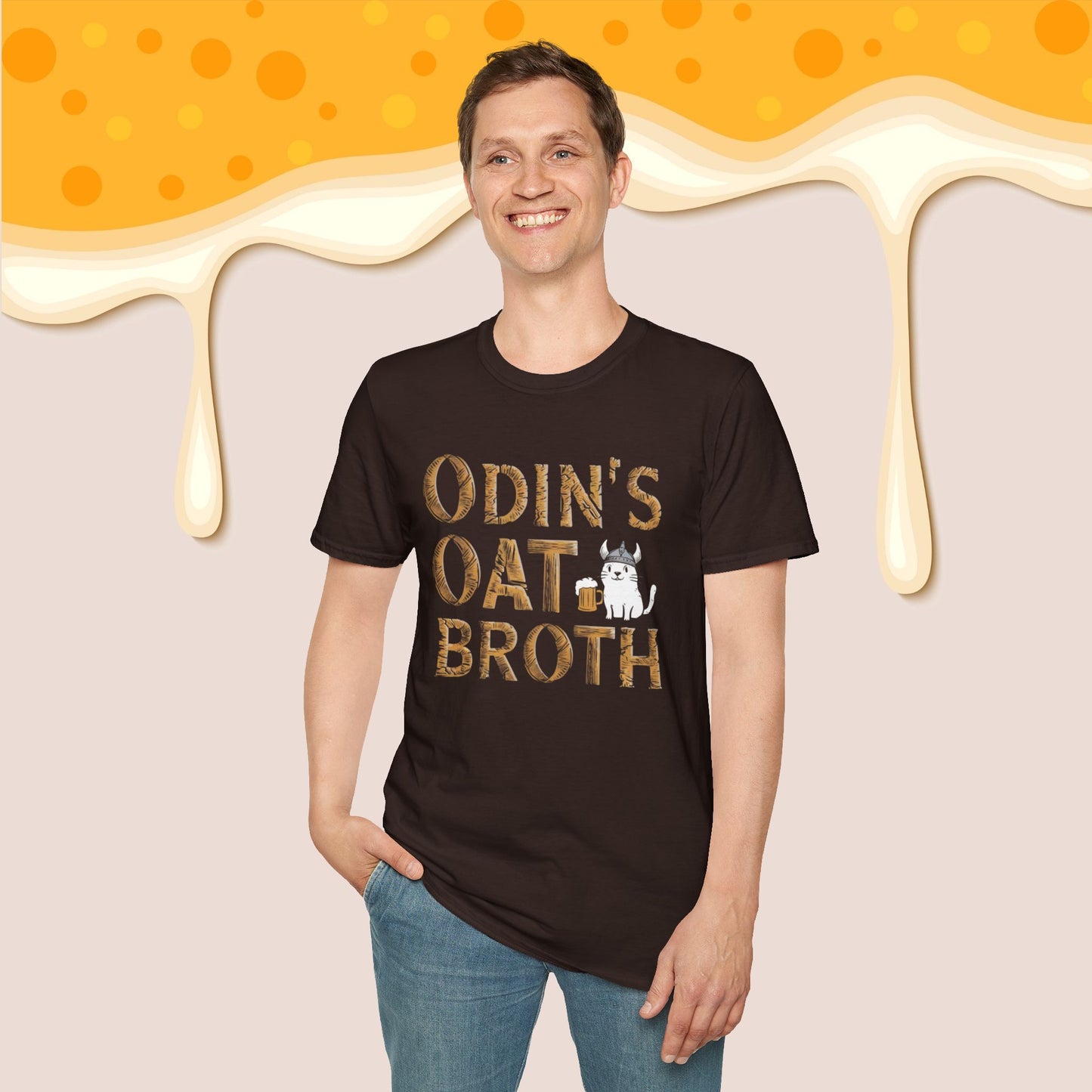 Odin Oat Broth Cotton Crew Neck Men Tshirt