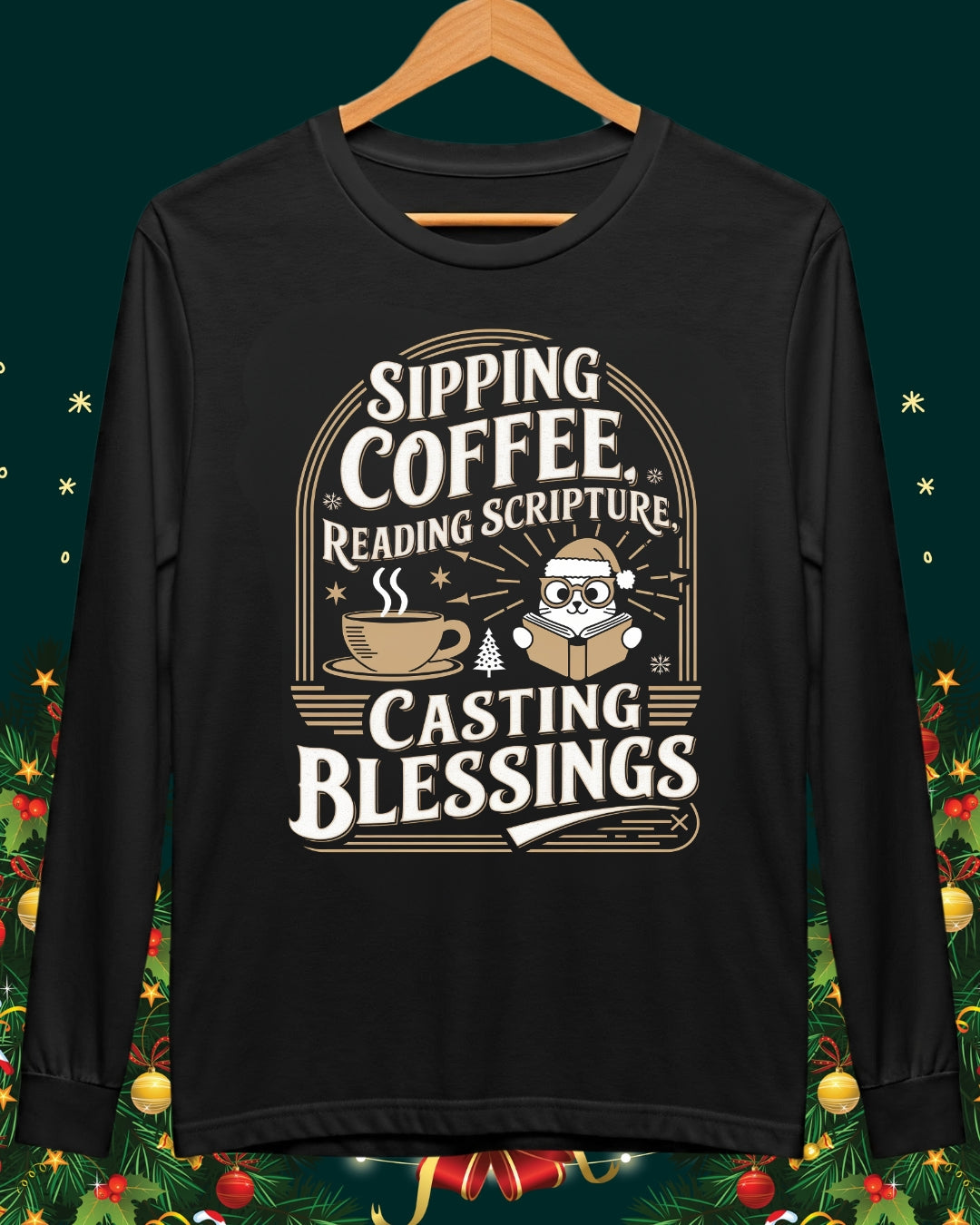 Sipping Scriptures Cotton Long Sleeve Tshirt