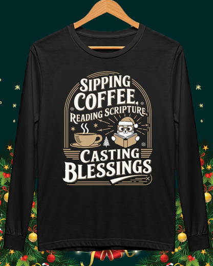 Sipping Scriptures Cotton Long Sleeve Tshirt