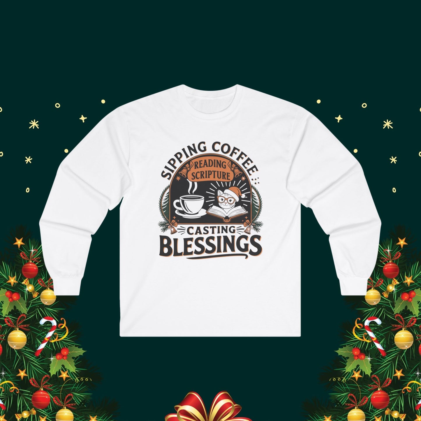 Graceful Sipping Cotton Long Sleeve Tshirt