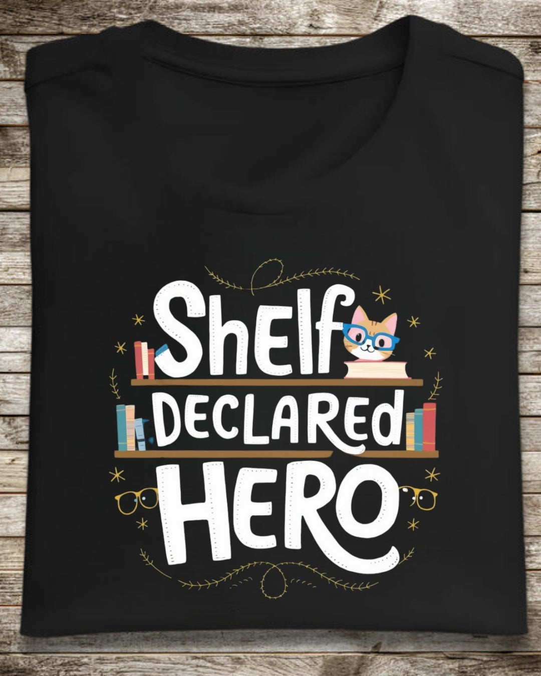 Book Lovers Shelf Declared Hero Cotton T-Shirt