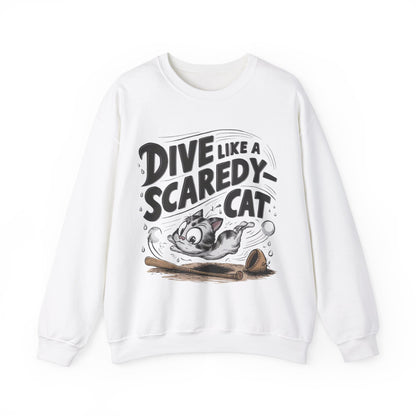 Dive Like Scaredy Cat Heavy Unisex Cotton Crewneck Sweatshirt