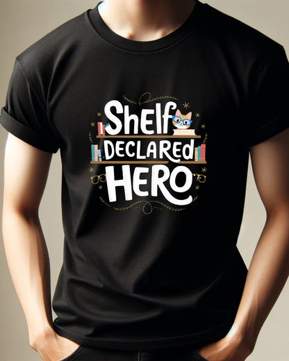Book Lovers Shelf Declared Hero Cotton T-Shirt