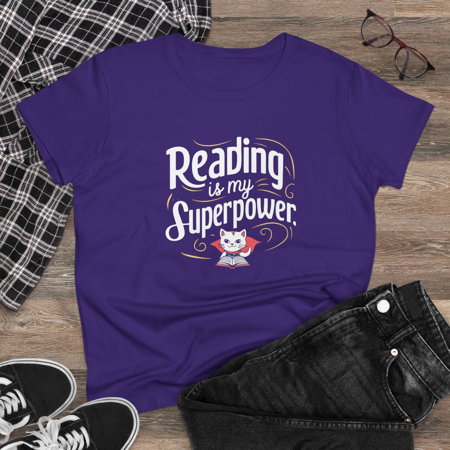 Reading Is My Superpower Women Cotton Tshirt