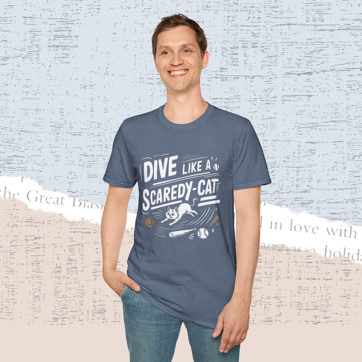 Dive Like Scaredy Cat Cotton Crew Neck Men Tshirt