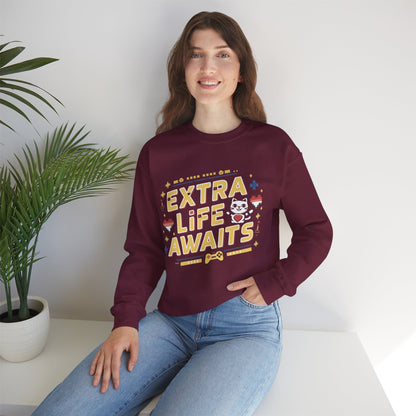 Extra Life Await Vintage Retro Video Game Ultra Cotton Crewneck Sweatshirt