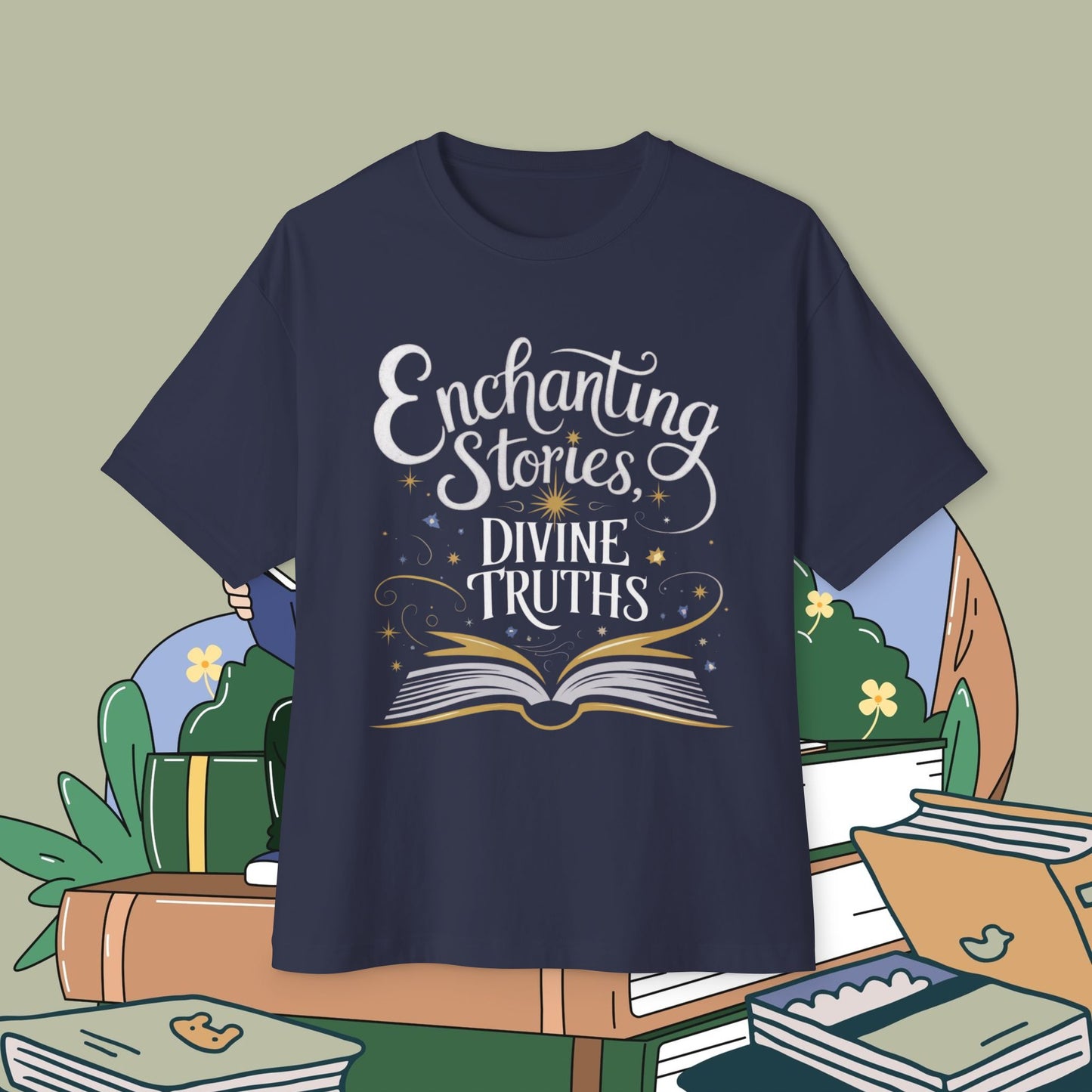 Enchanting Stories Devine Truth Unisex BookLover Oversized Boxy Tshirt