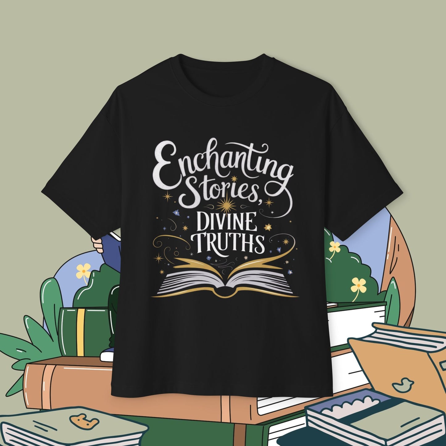 Enchanting Stories Devine Truth Unisex BookLover Oversized Boxy Tshirt