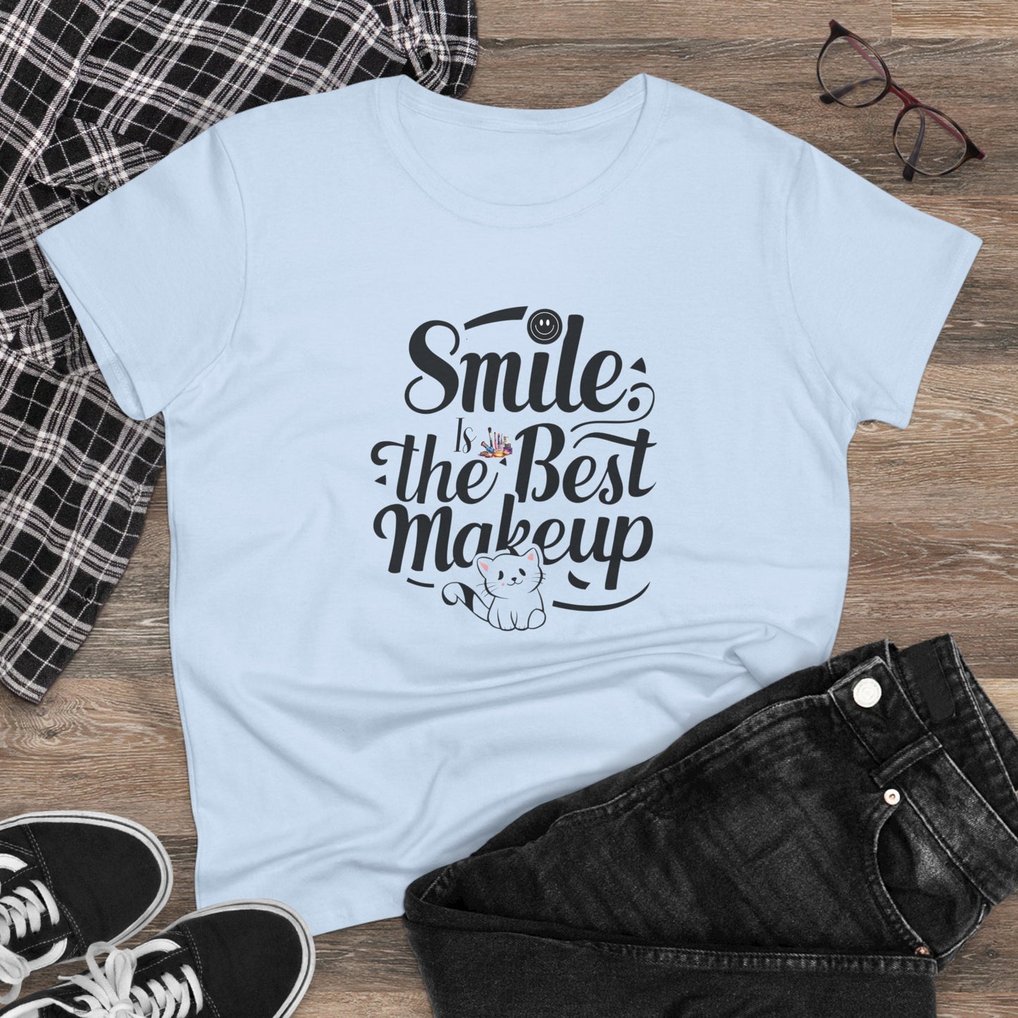 Smile Is The Best Makeup Women Cotton Tshirt