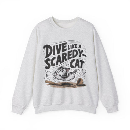 Dive Like Scaredy Cat Heavy Unisex Cotton Crewneck Sweatshirt
