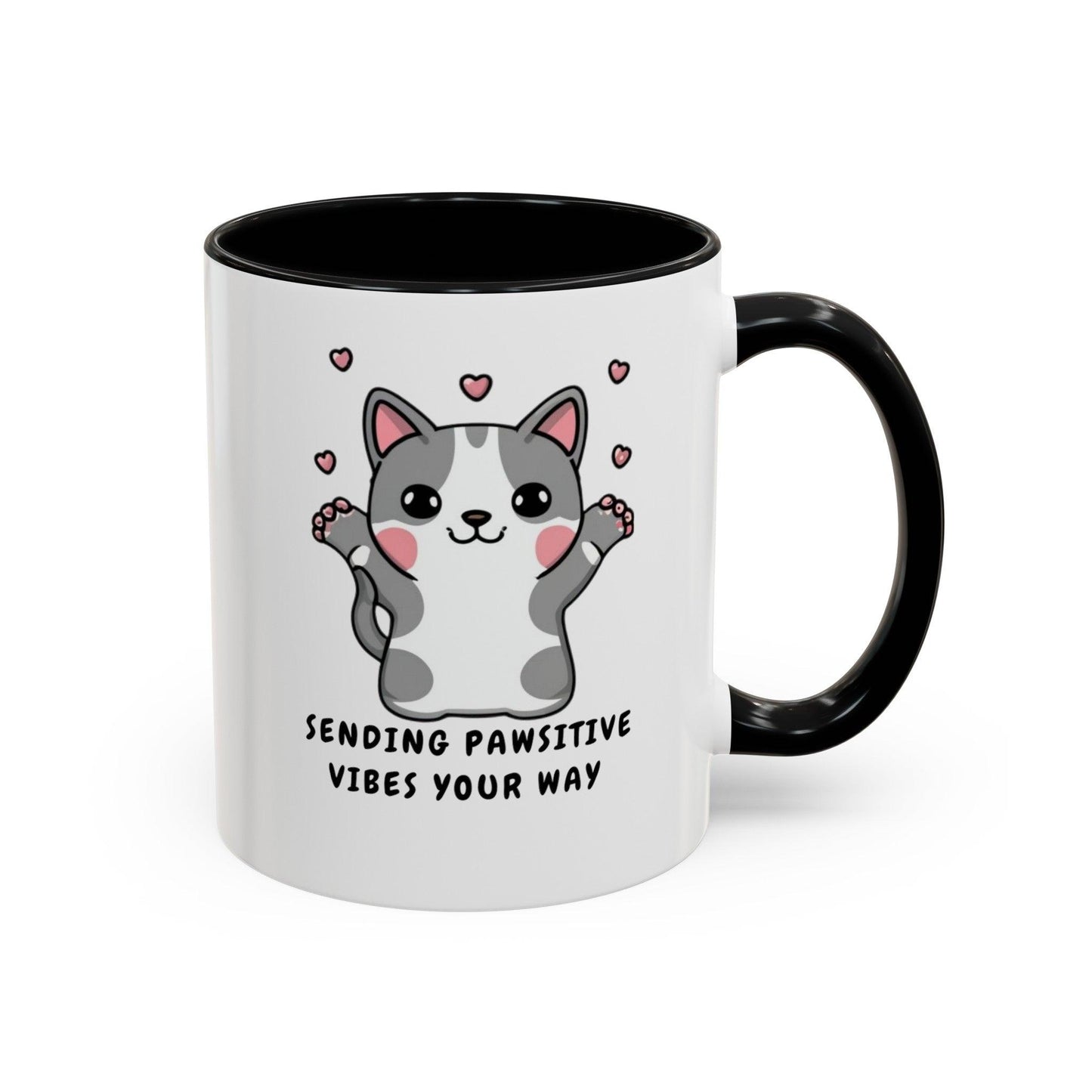 Billien Pawsitive Vibes Printify 11 oz 11oz accent mug Coffee Mugs Holiday Picks Home & Living Kitchen Mugs Spring Essentials two tone White base