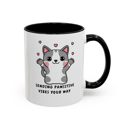 Billien Pawsitive Vibes Printify 11 oz 11oz accent mug Coffee Mugs Holiday Picks Home & Living Kitchen Mugs Spring Essentials two tone White base