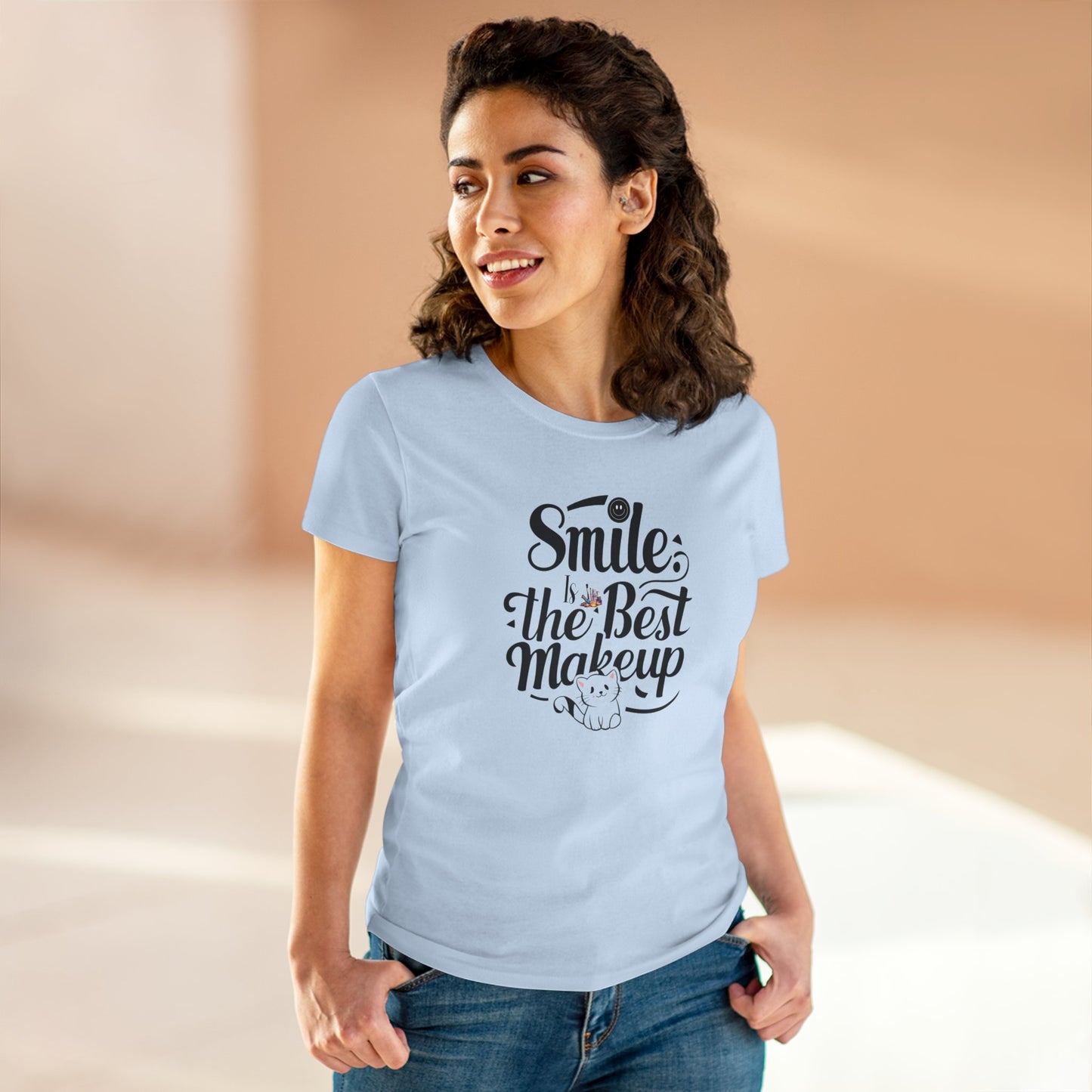 Smile Is The Best Makeup Women Cotton Tshirt