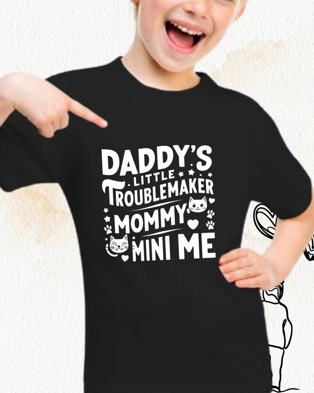 Daddy Little Troublemaker Kids  Cotton T-Shirt
