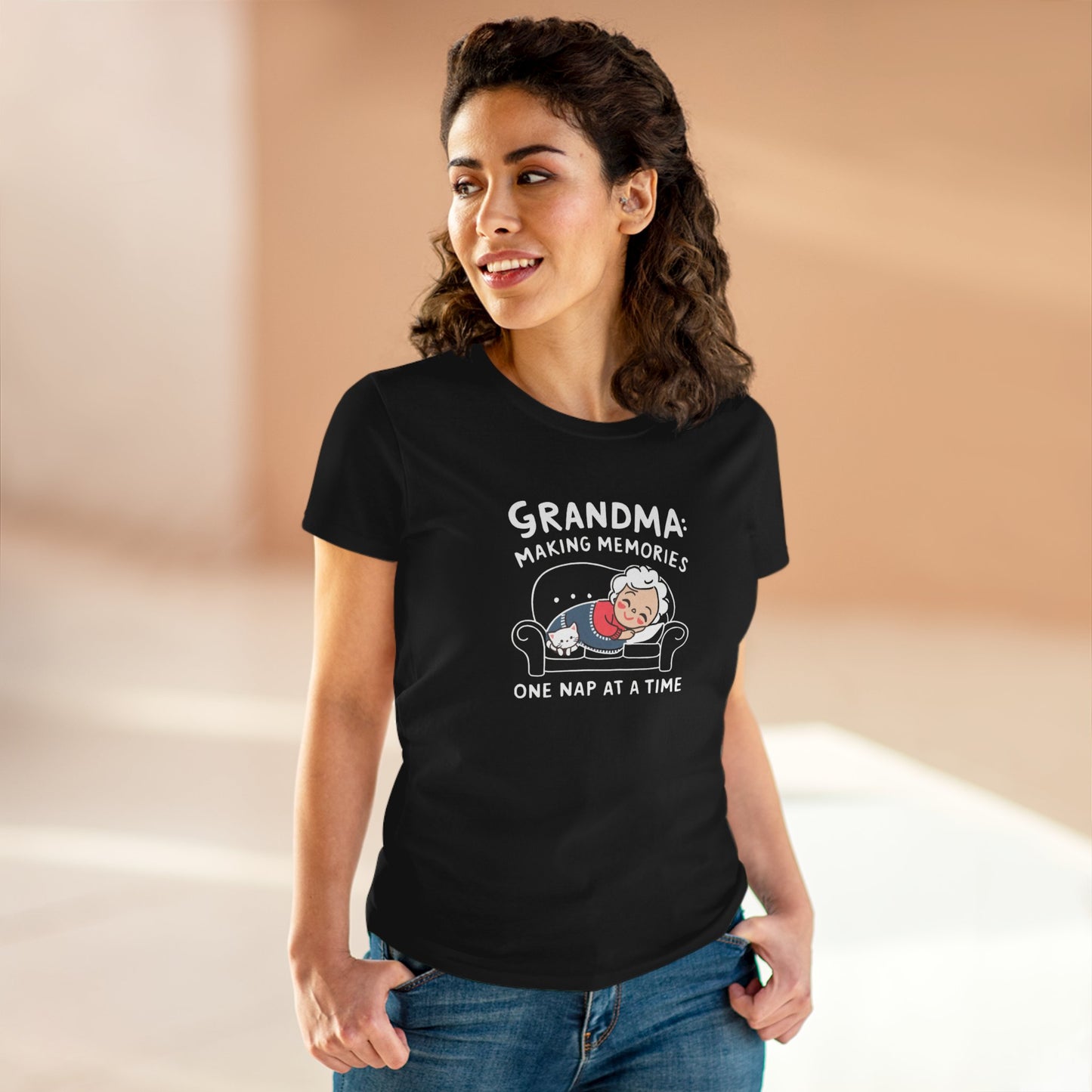 Grandma Making Memory One Nap A Time Women Cotton Tshirt