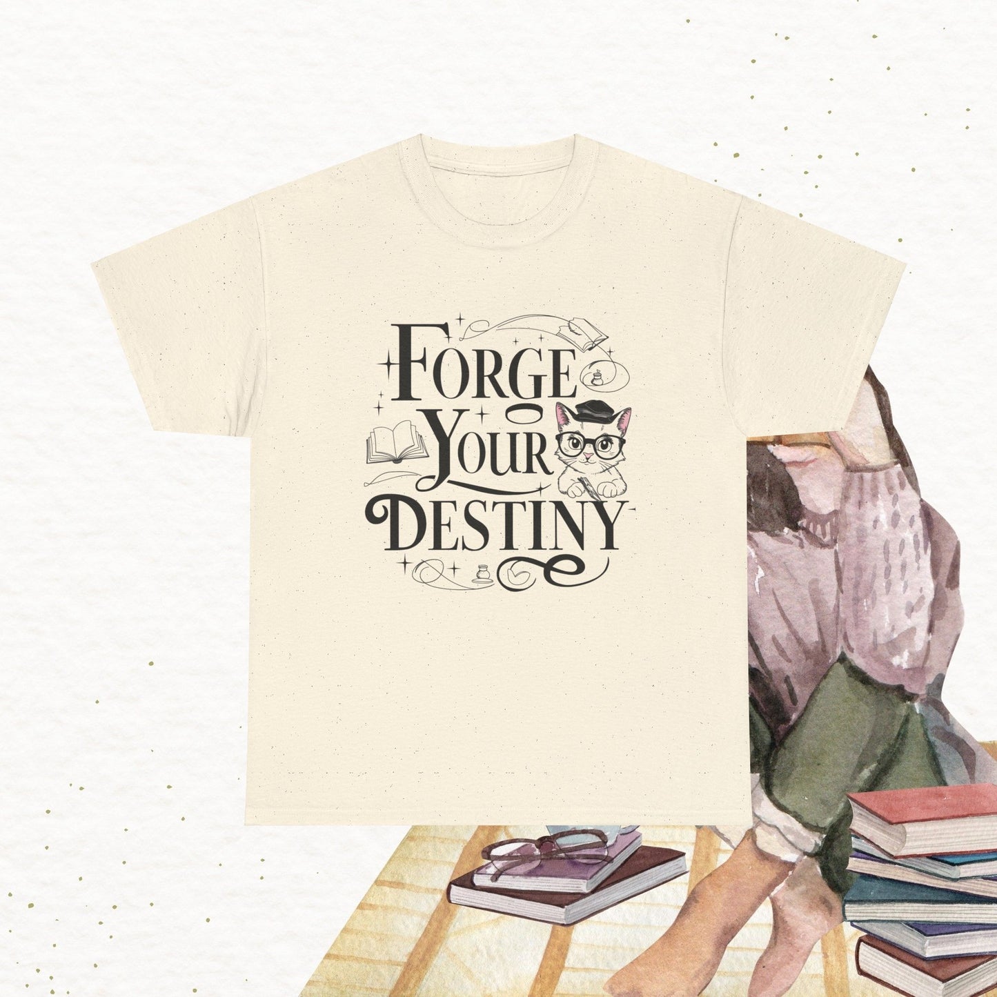 Book Lovers T-Shirt Forge Your Destiny Cotton T-Shirt