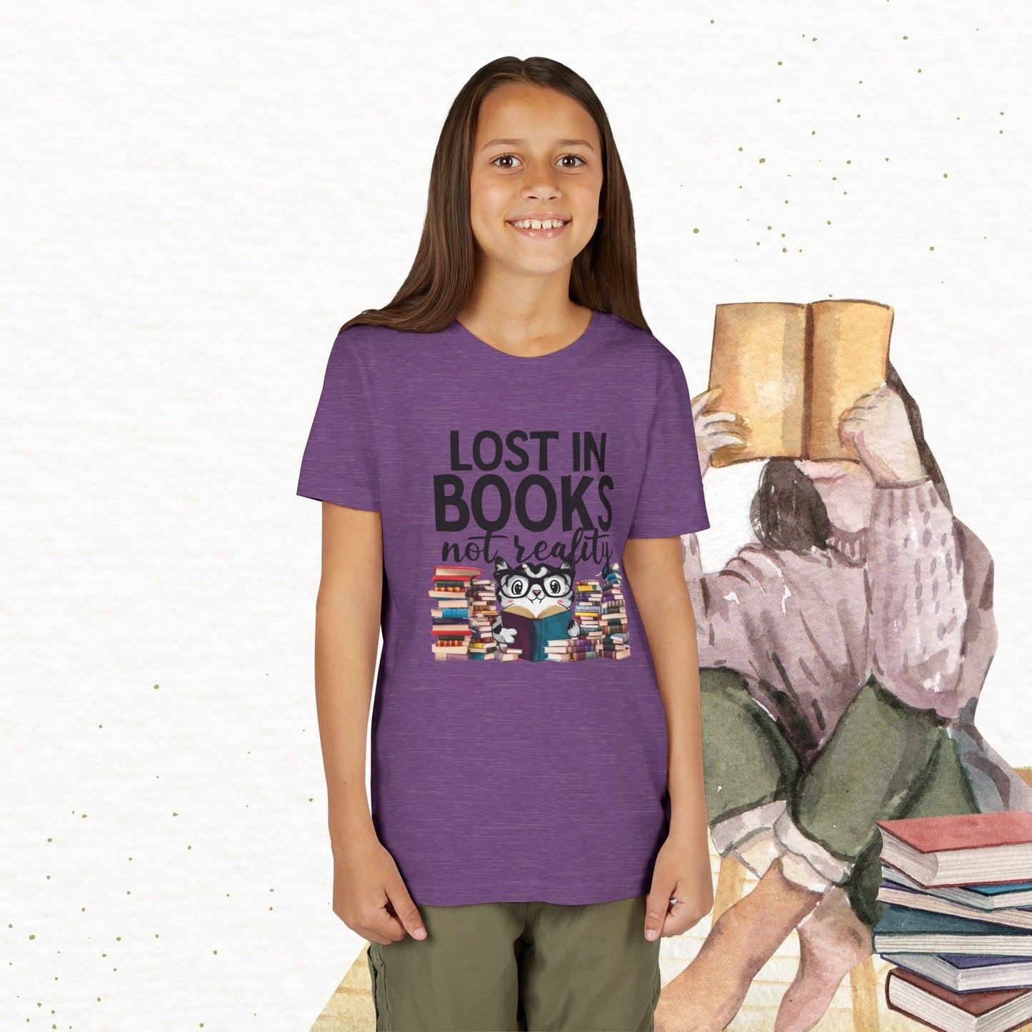 Lost In Book Youth Heavy Cotton T-Shirt