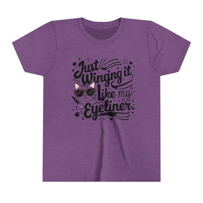 Just Winging it Like My Eyeliner Youth Heavy Cotton T-Shirt