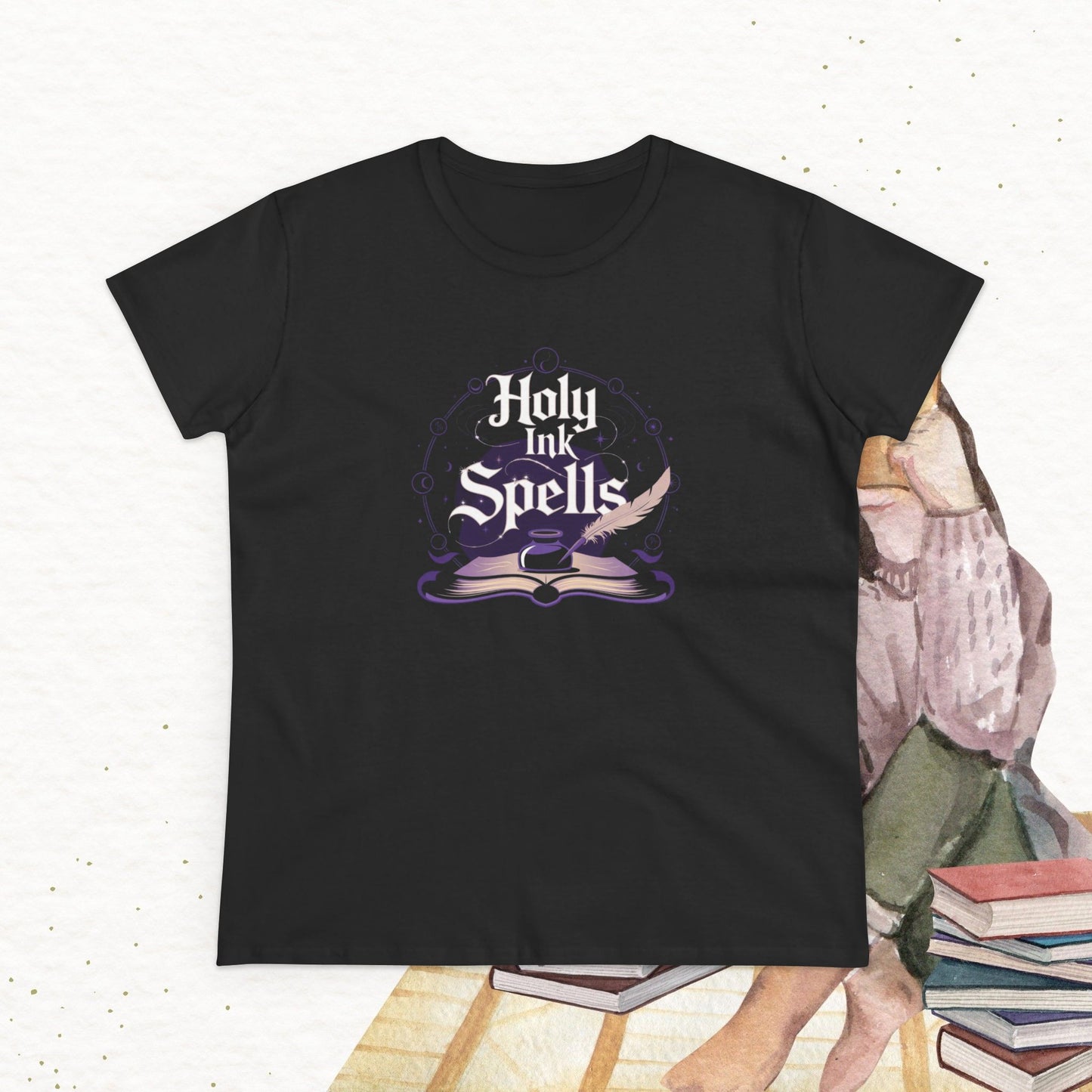 Holy Ink Spells Women Cotton Tshirt