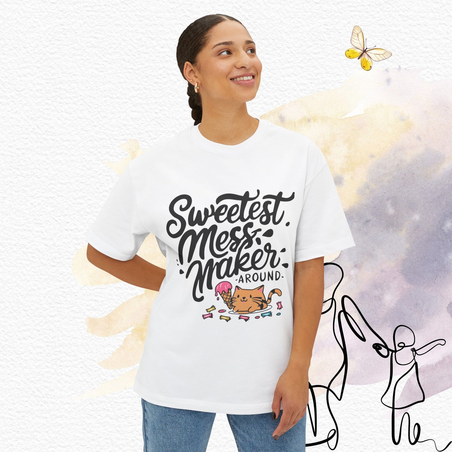 Sweetest Mess Maker Unisex Daughter Oversized Boxy Tshirt