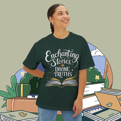 Enchanting Stories Devine Truth Unisex BookLover Oversized Boxy Tshirt