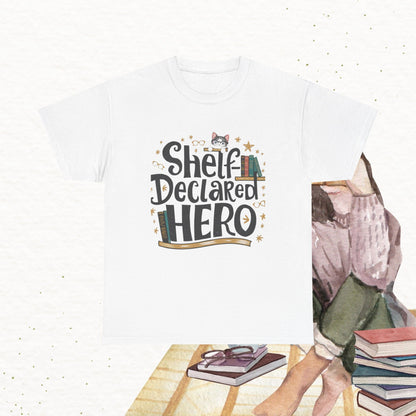 Book Lovers T-Shirt Shelf Declared Hero Cotton T-Shirt