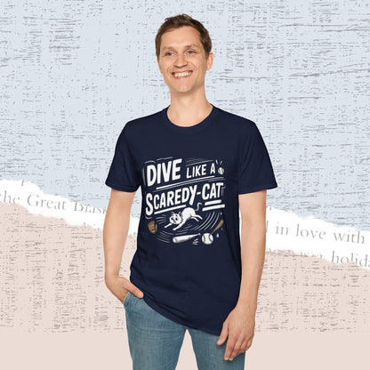 Dive Like Scaredy Cat Cotton Crew Neck Men Tshirt