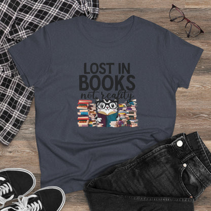 Lost In Book Not Reality Women Cotton Tshirt
