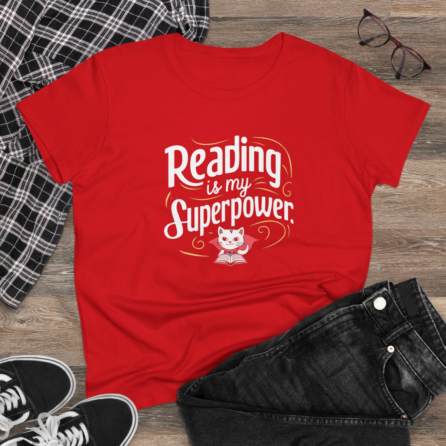 Reading Is My Superpower Women Cotton Tshirt