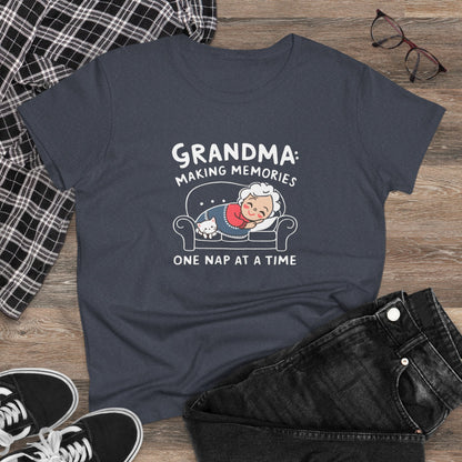 Grandma Making Memory One Nap A Time Women Cotton Tshirt