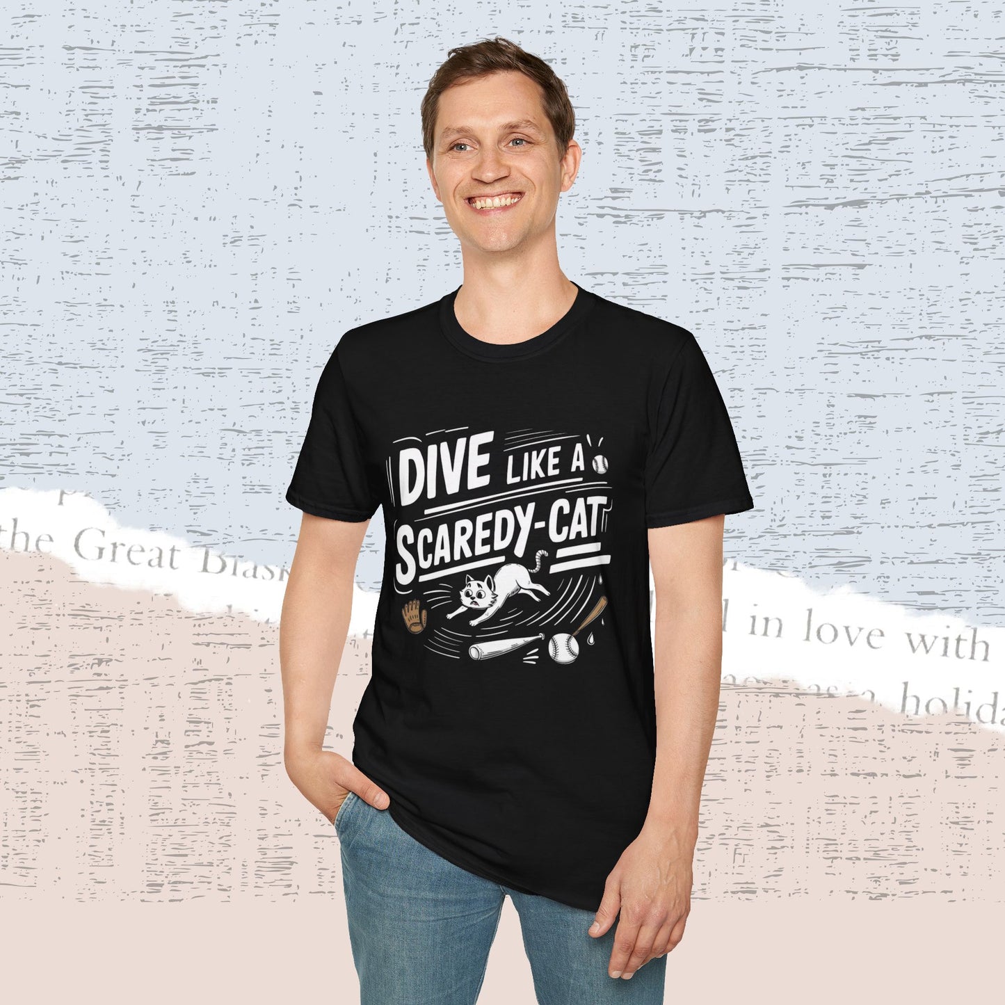 Dive Like Scaredy Cat Cotton Crew Neck Men Tshirt