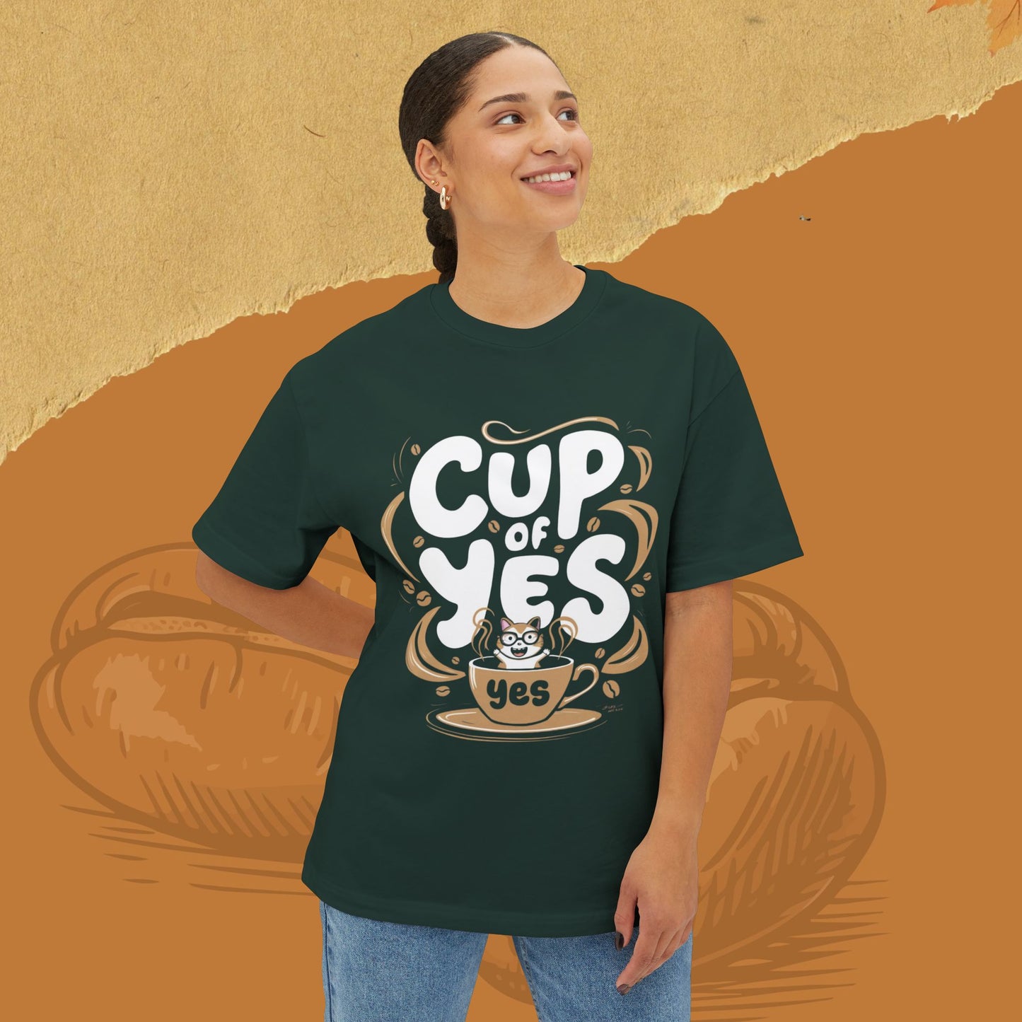Cup of Yes Unisex Coffeelover Oversized Boxy Tshirt
