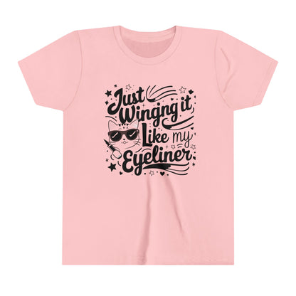 Just Winging it Like My Eyeliner Youth Heavy Cotton T-Shirt