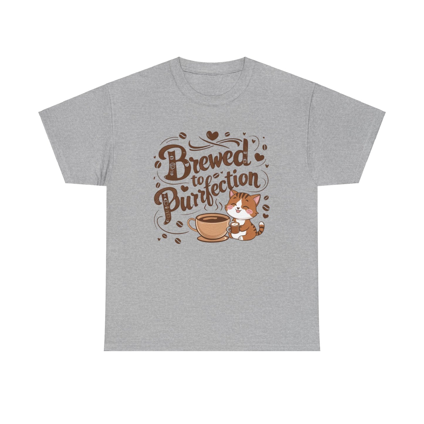 Brewed To Purrfection Coffee Cotton T-Shirt