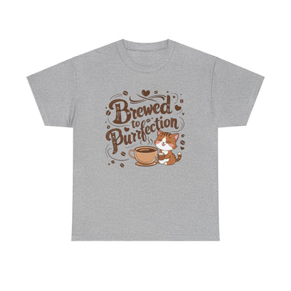 Brewed To Purrfection Coffee Cotton T-Shirt