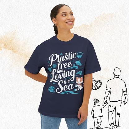 Plastic Free Loving Ocean Unisex Oversized Boxy Tshirts