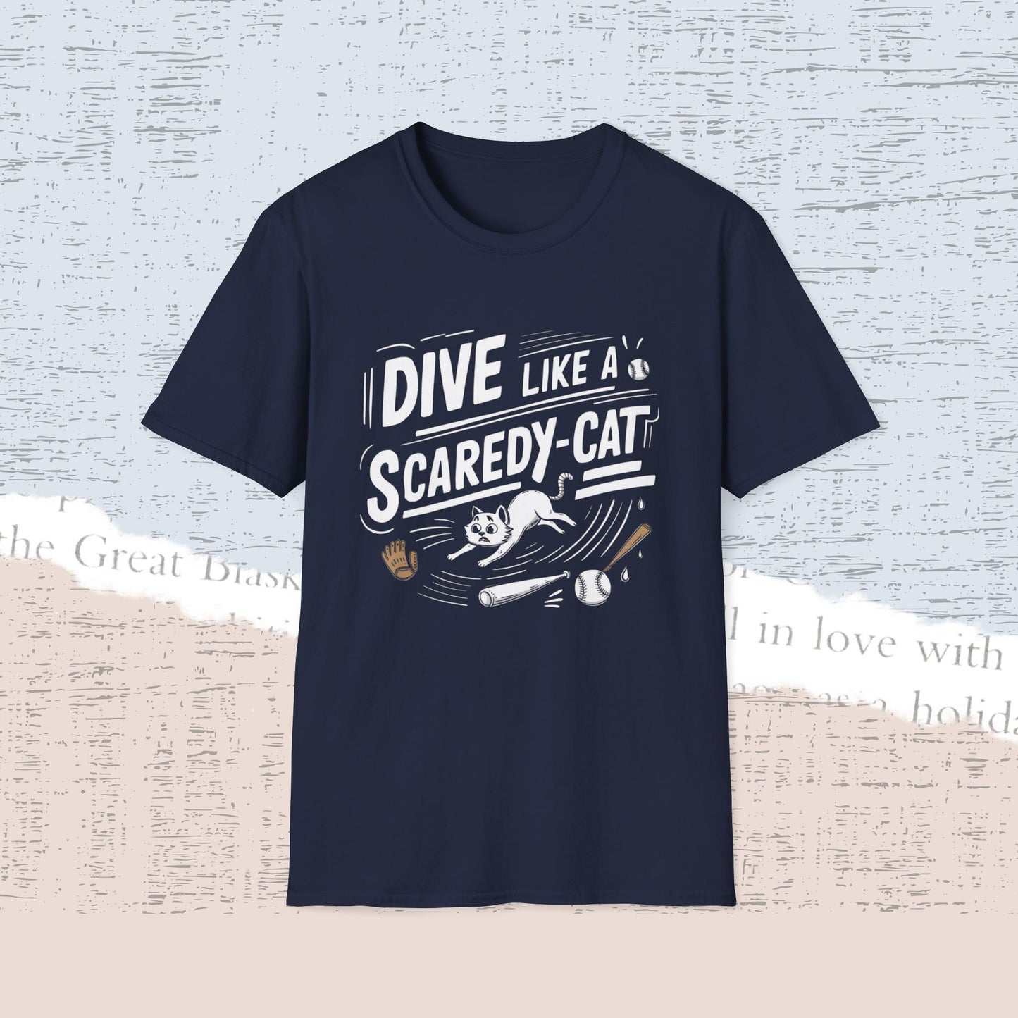Dive Like Scaredy Cat Cotton Crew Neck Men Tshirt