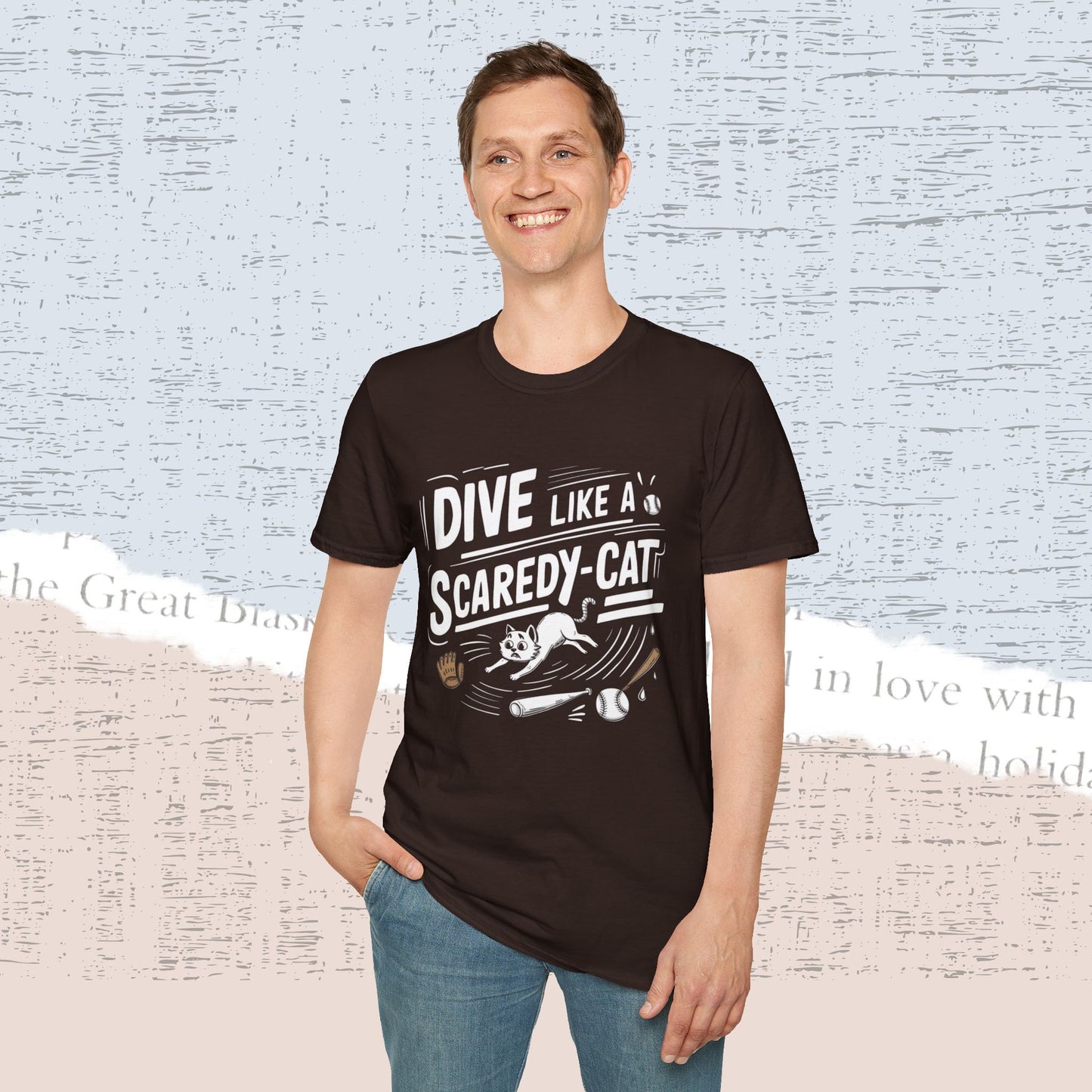 Dive Like Scaredy Cat Cotton Crew Neck Men Tshirt