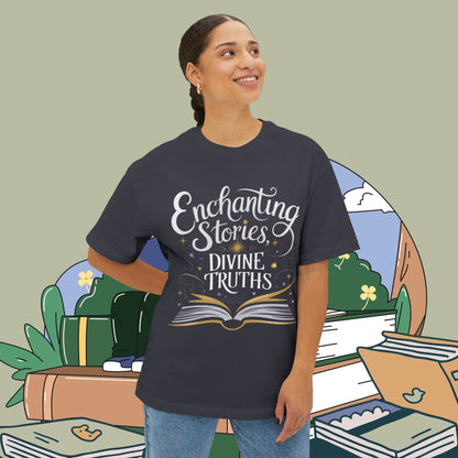 Enchanting Stories Devine Truth Unisex BookLover Oversized Boxy Tshirt