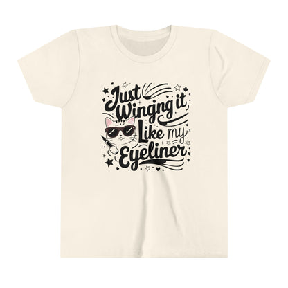 Just Winging it Like My Eyeliner Youth Heavy Cotton T-Shirt