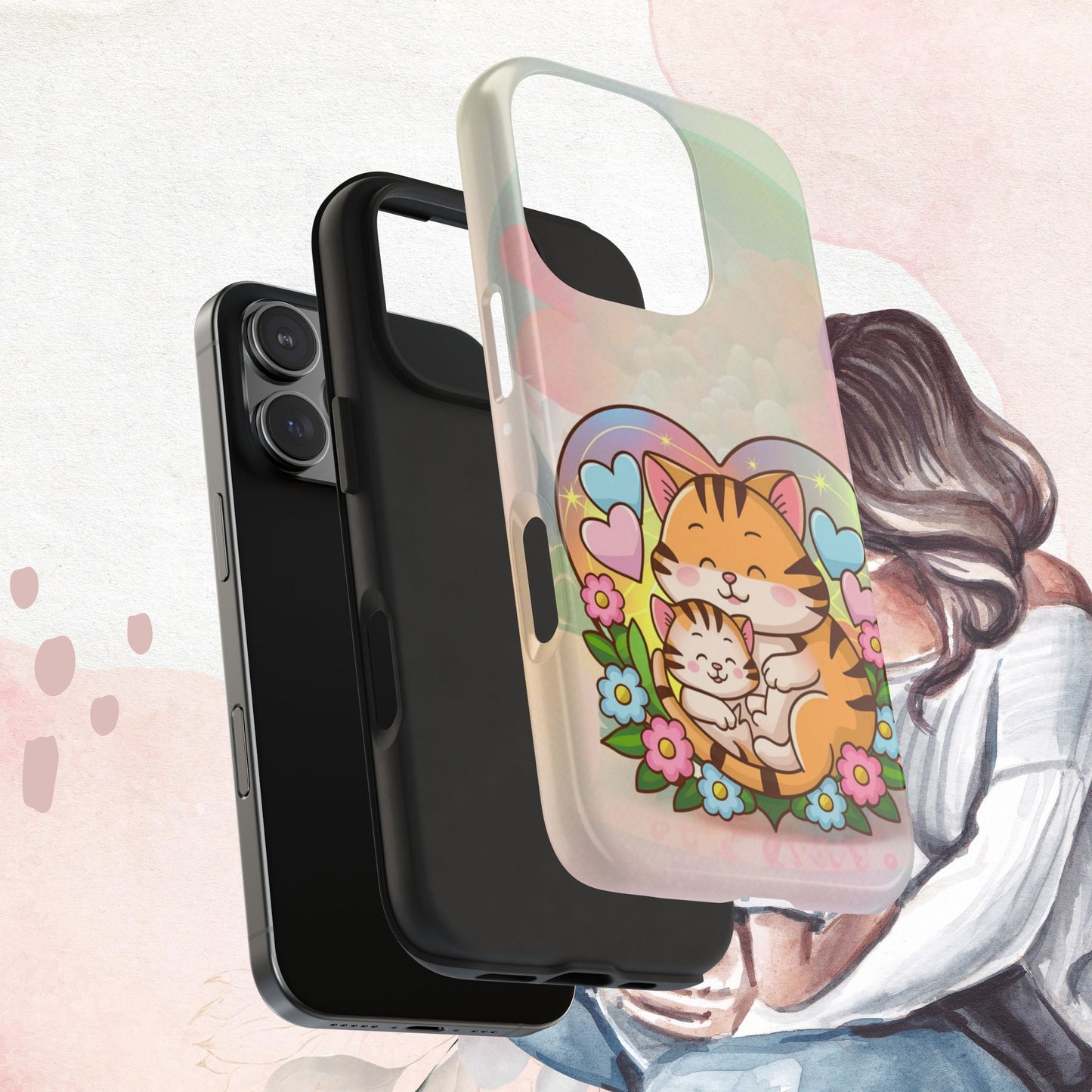 Kitten Cuddle Wireless Charging Support Tough Case
