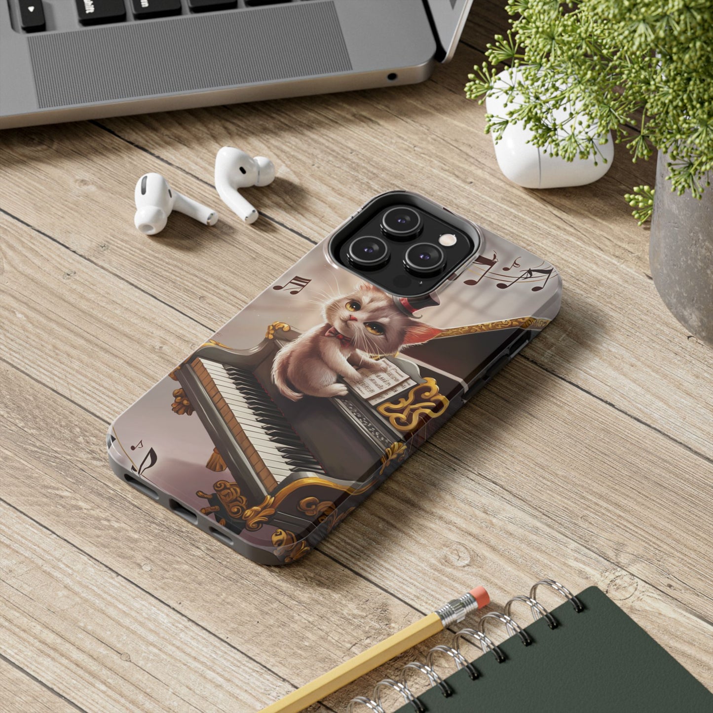 Meowsic Shield Wireless Charging Support Tough Case