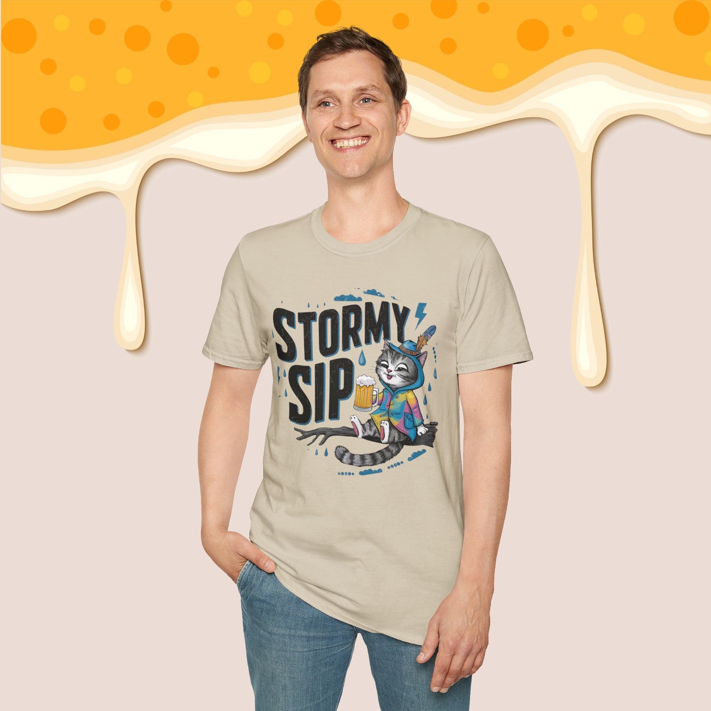 Stormy Sip Cotton Men Tshirt